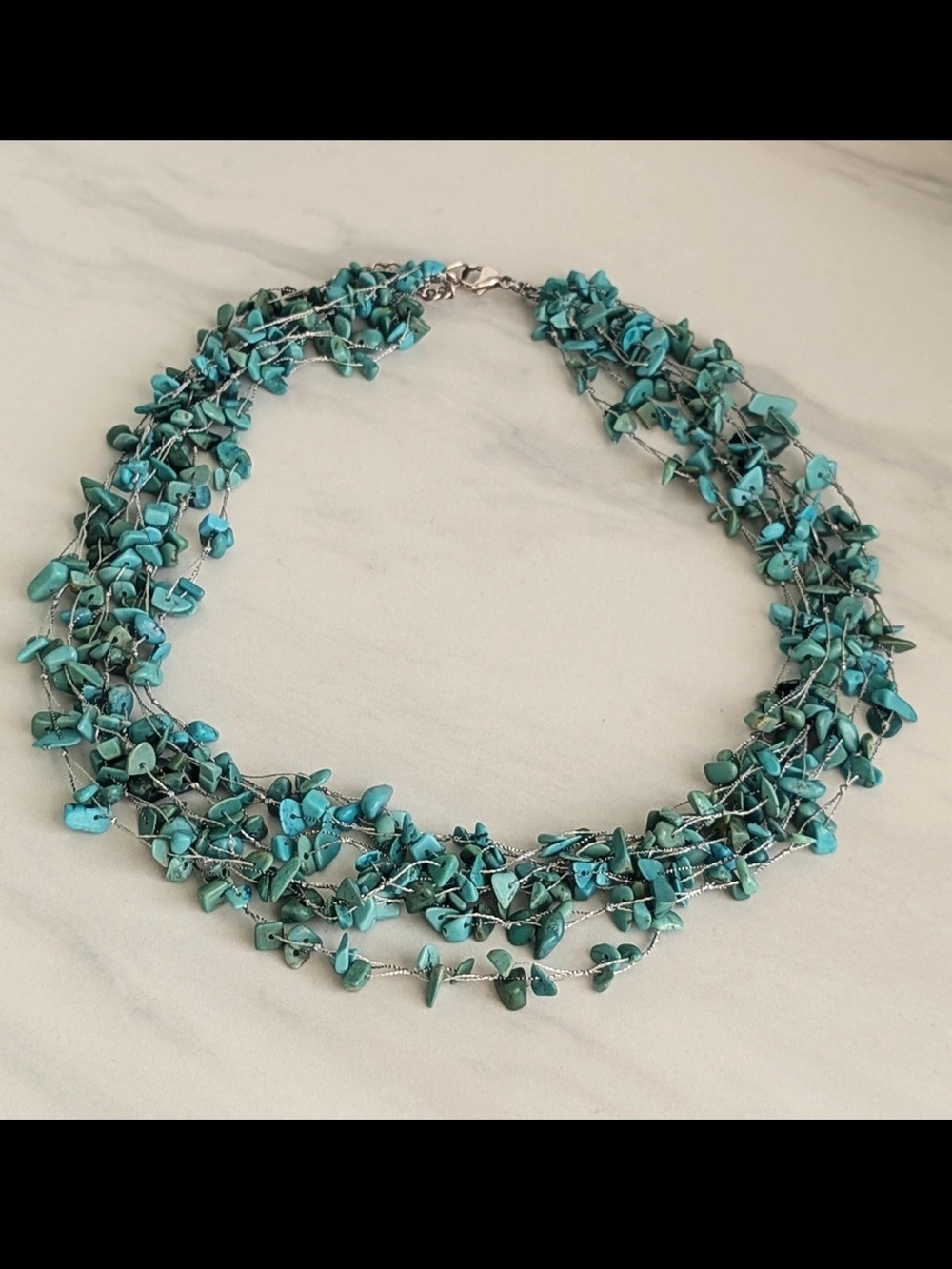 Lucas Lameth Vintage Turquoise Chip Necklace 925 🐾